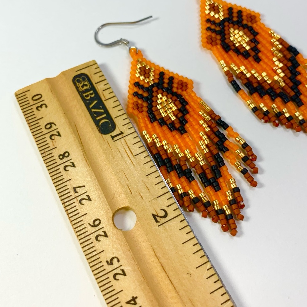 Handmade fringe seed beads boho earrings - Picture 2 of 3